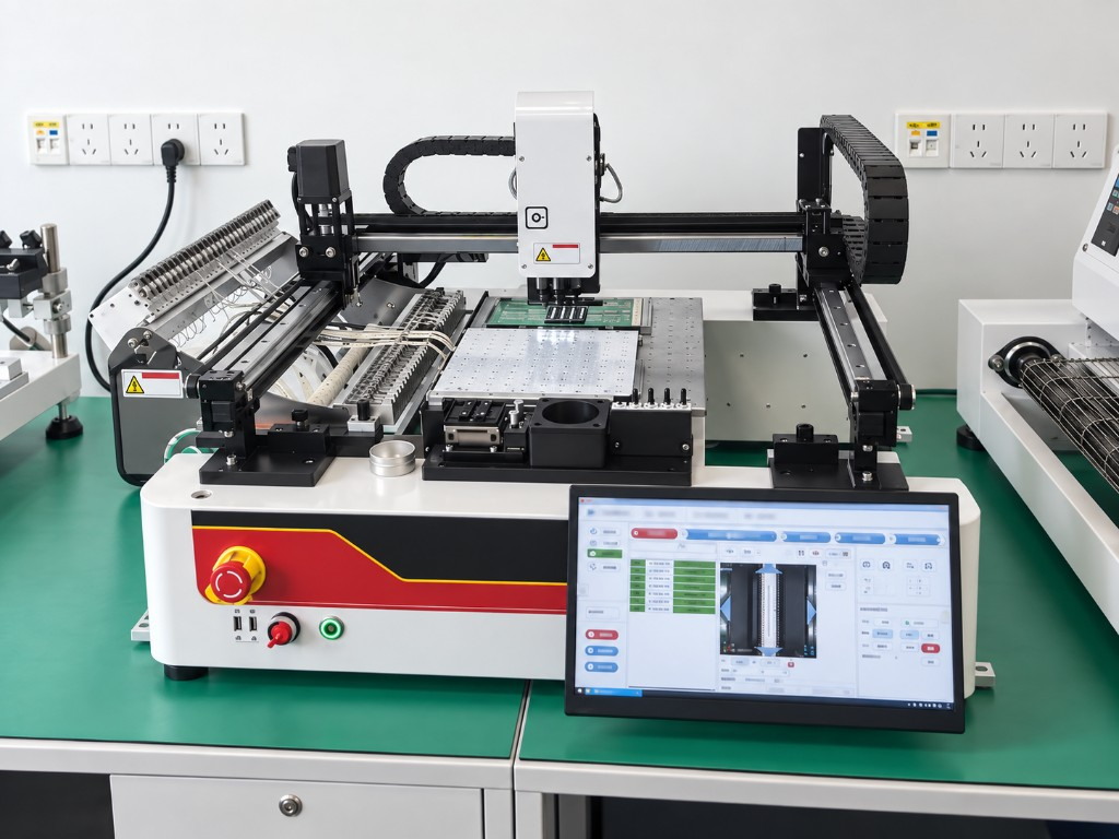 Compact component-placement equipment for prototype PCB assembly